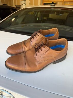 Clark Oxford size 12 Men's Classic Cap-Toe Derby Leather Shoes - Brown